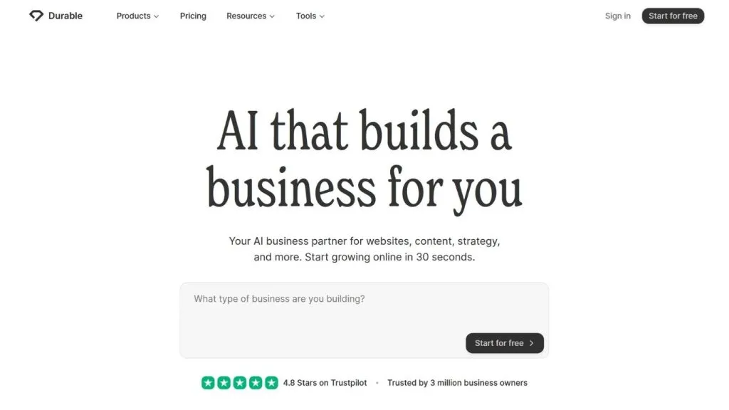 Nền tảng Durable hỗ trợ thiết kế website bằng AI