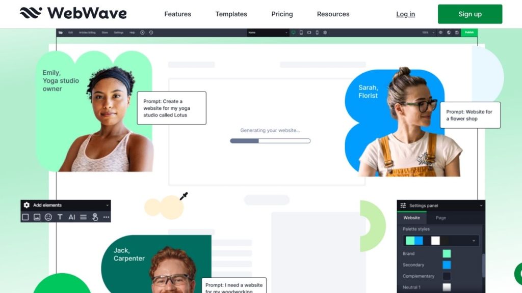 WebWave AI hỗ trợ thiết kế website bằng AI không cần code