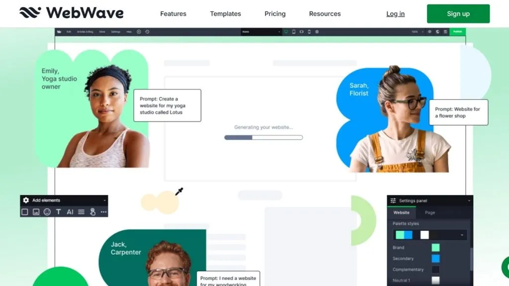 WebWave AI hỗ trợ thiết kế website bằng AI không cần code