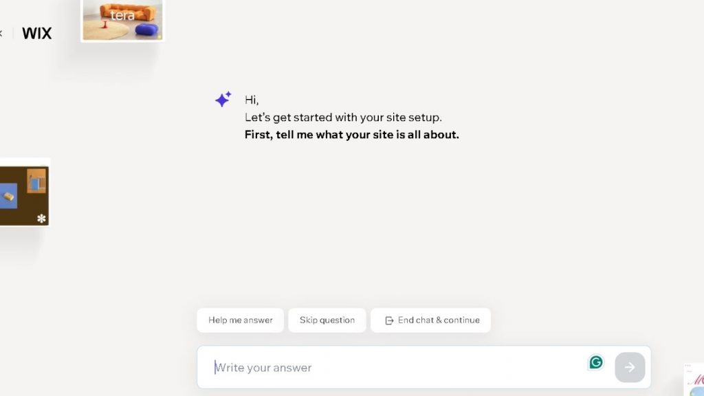 Chatbot Wix ADI đặt câu hỏi