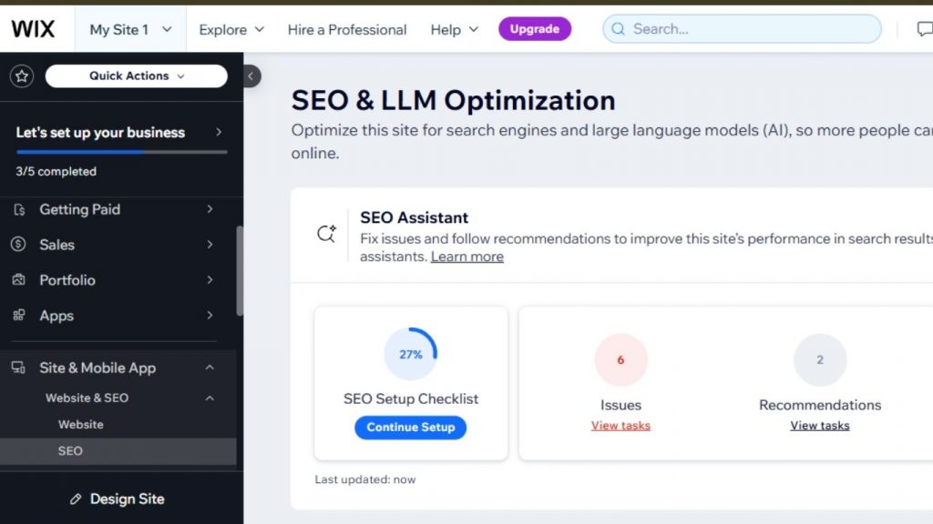 Chỉnh sửa SEO trong Wix ADI