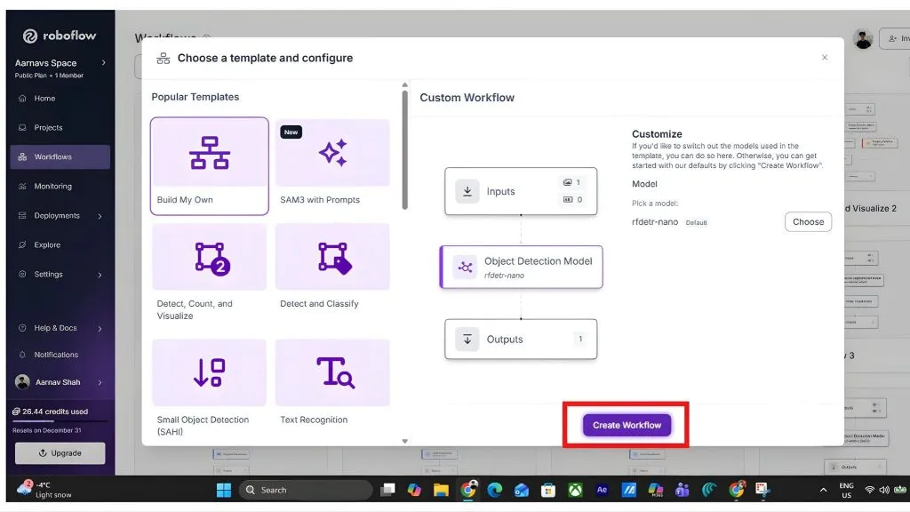 tạo một workflow mới