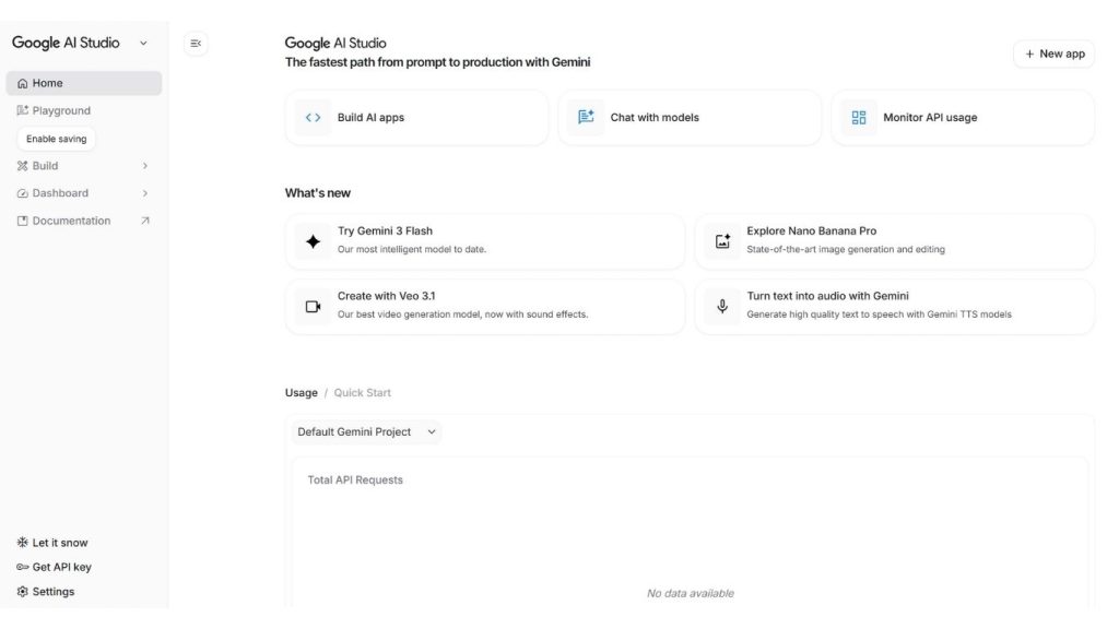 giao diện Google AI Studio