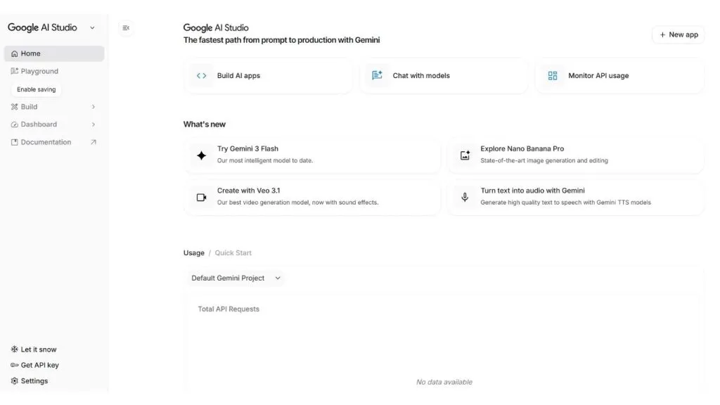giao diện Google AI Studio