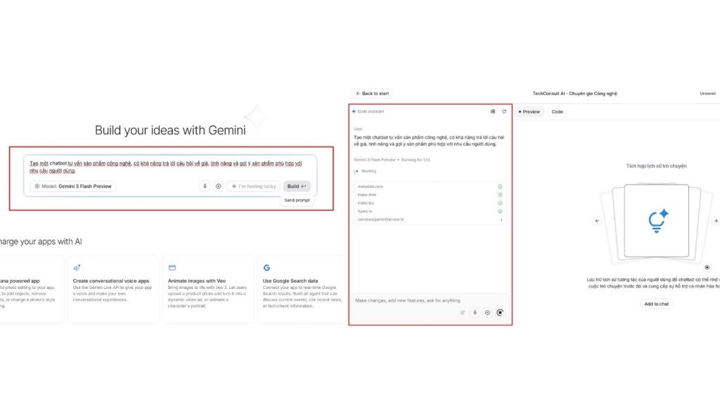 tạo prompt Google AI Studio