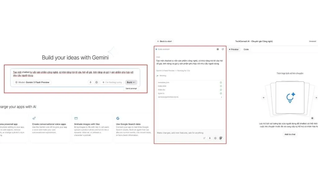 tạo prompt Google AI Studio