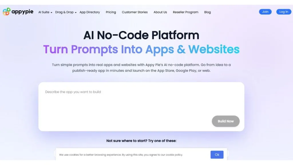Công cụ tạo app bằng AI Appy Pie
