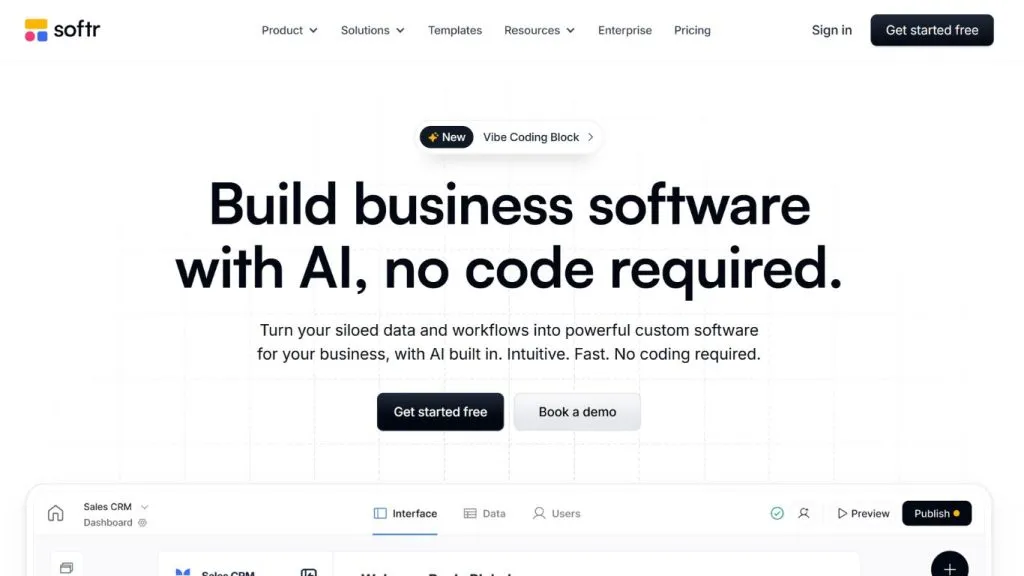 Công cụ tạo app bằng AI Softr