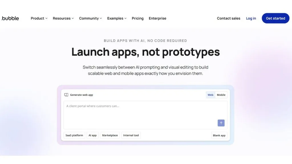 Công cụ tạo app bằng AI Bubble.io xây dựng web app nâng cao