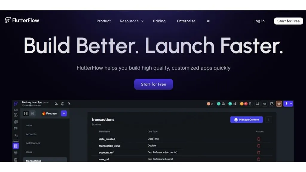 Công cụ tạo app bằng AI Android iOS FlutterFlow