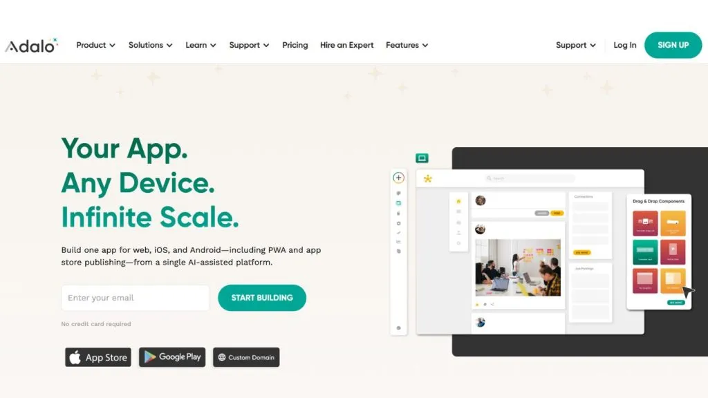 Công cụ tạo app bằng AI Android iOS Adalo