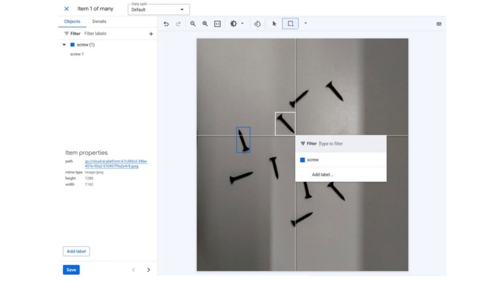 Ảnh chụp màn hình công cụ thị giác máy tính không cần code Google Vertex AI Vision