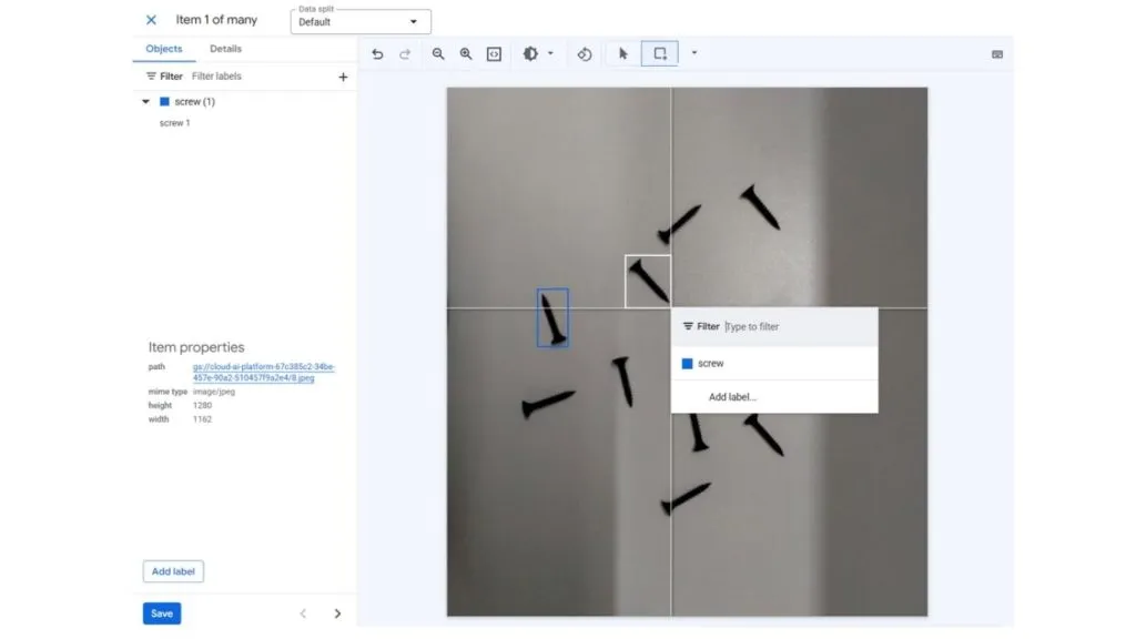 Ảnh chụp màn hình công cụ thị giác máy tính không cần code Google Vertex AI Vision