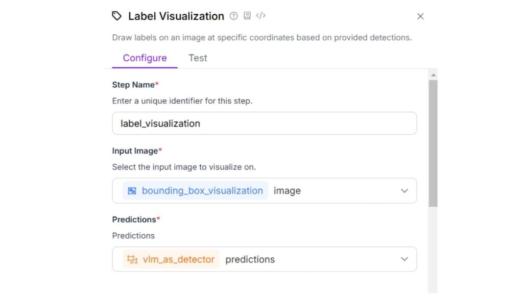 Giao diện khối hiển thị nhãn cho phát hiện đối tượng bằng mô hình ngôn ngữ thị giác