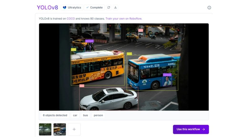 Ví dụ mô hình YOLO trên Roboflow đang phát hiện và gán nhãn các đối tượng