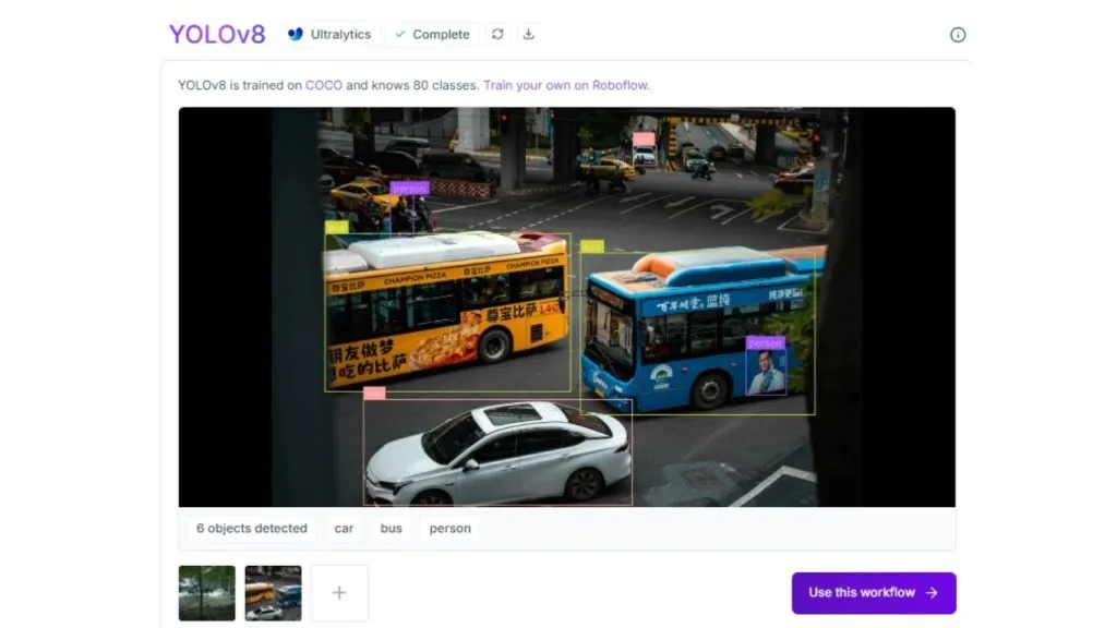 Ví dụ mô hình YOLO trên Roboflow đang phát hiện và gán nhãn các đối tượng