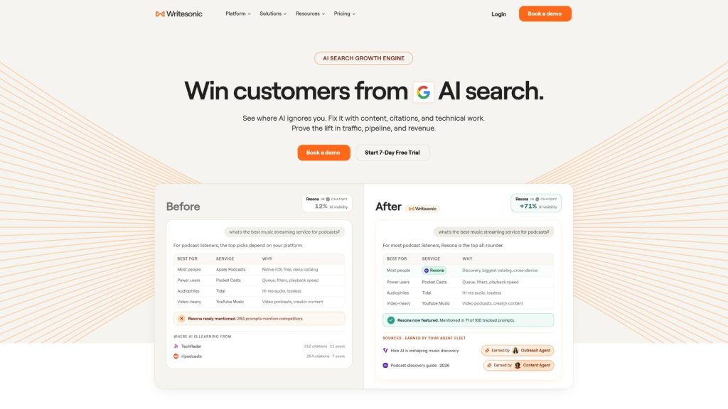 Writesonic AI content writing and SEO tool
