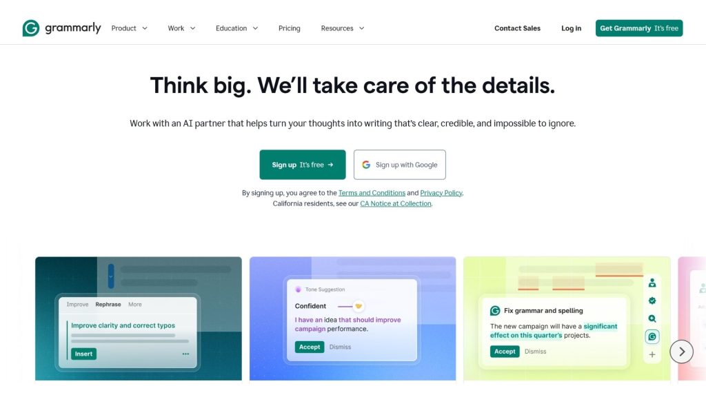 free AI app Grammarly