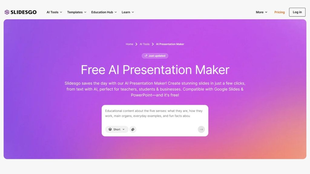AI slide-creation tool Slidesgo