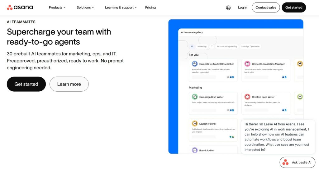 Asana AI project management tools