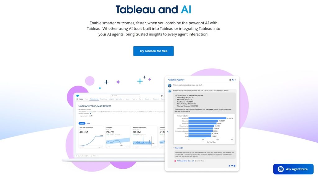 Tableau AI data analysis and visualization software