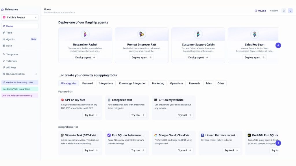 popular AI platform Relevance AI
