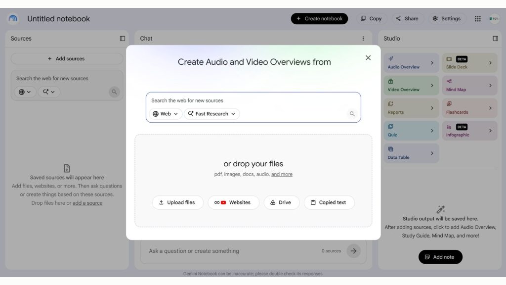 Gemini Notebook AI study tool