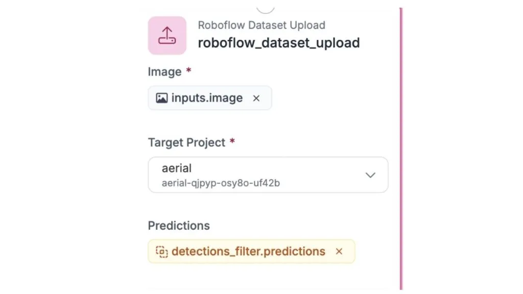Thiết lập khối Roboflow Dataset Upload trong quy trình Human-in-the-Loop để thu thập dữ liệu biên