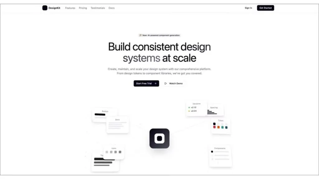landing page cho hệ thống thiết kế