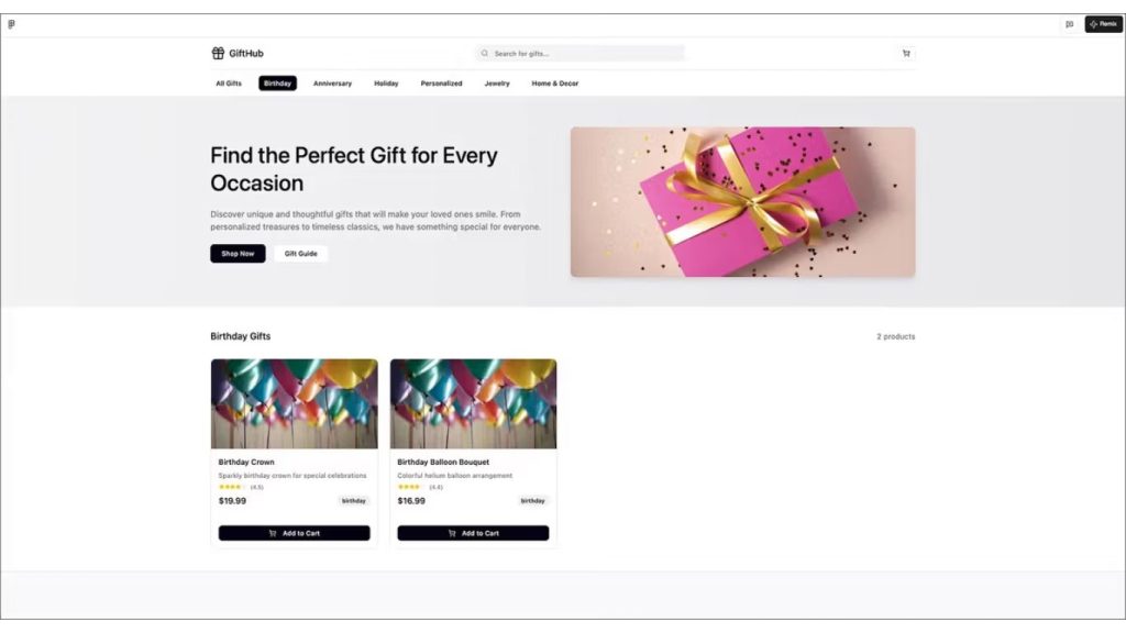 ứng dụng thương mại điện tử cho cửa hàng quà tặng