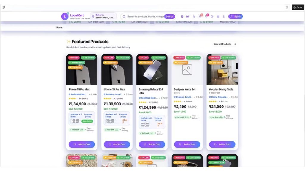 website thương mại điện tử tích hợp tính năng so sánh sản phẩm