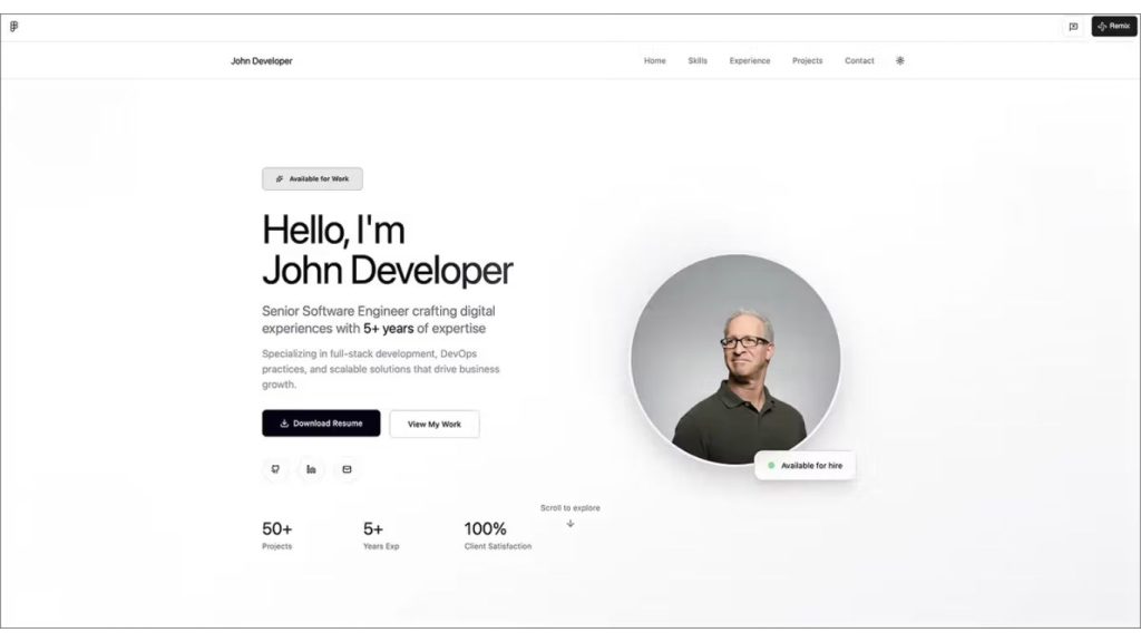 portfolio dành cho kỹ sư phần mềm cao cấp
