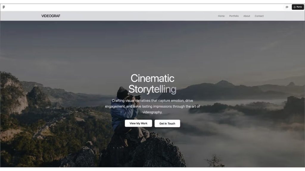 mẫu website AI dành cho Videographer