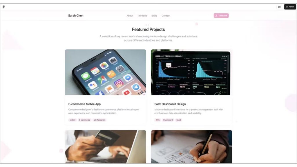 mẫu website AI dành cho Portfolio của nhà thiết kế UI