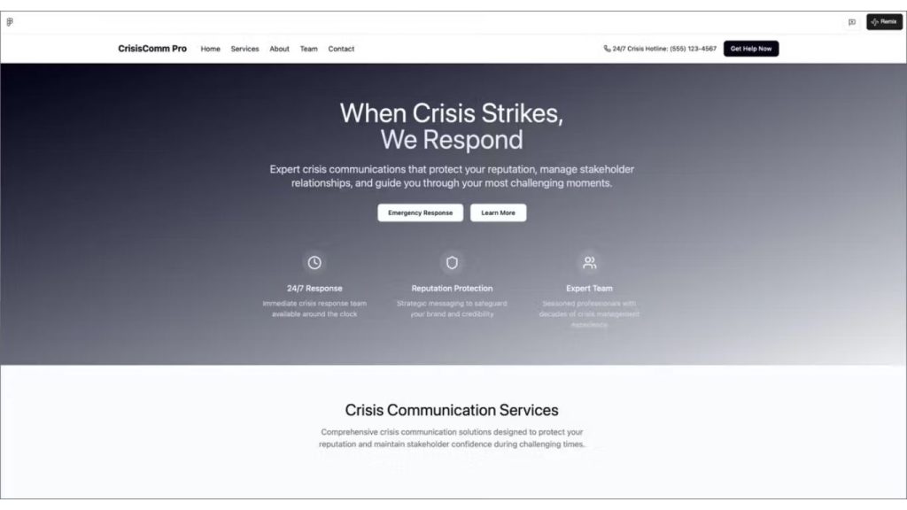 mẫu website agency truyền thông xử lý khủng hoảng