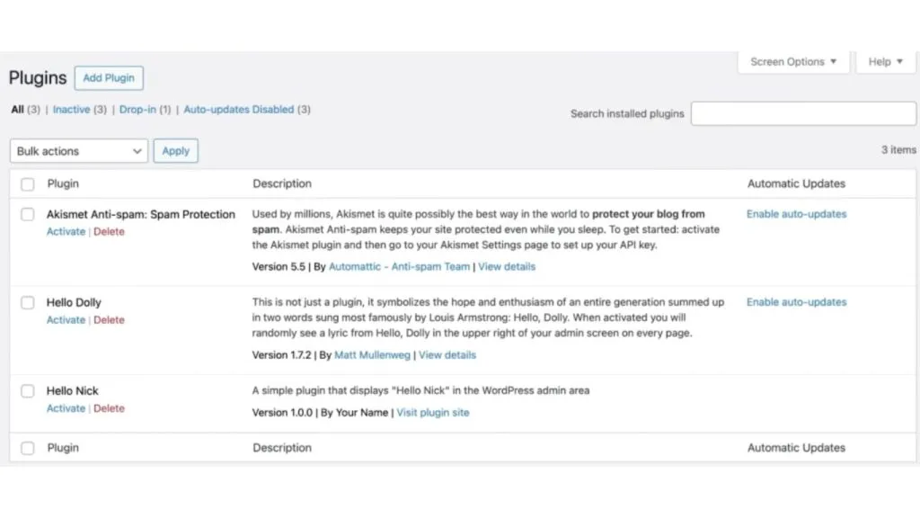 truy cập và kích hoạt plugin mới
