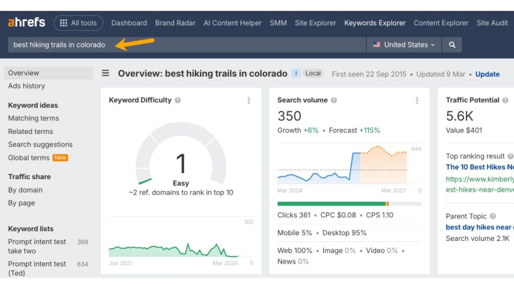 Web Guide search intent