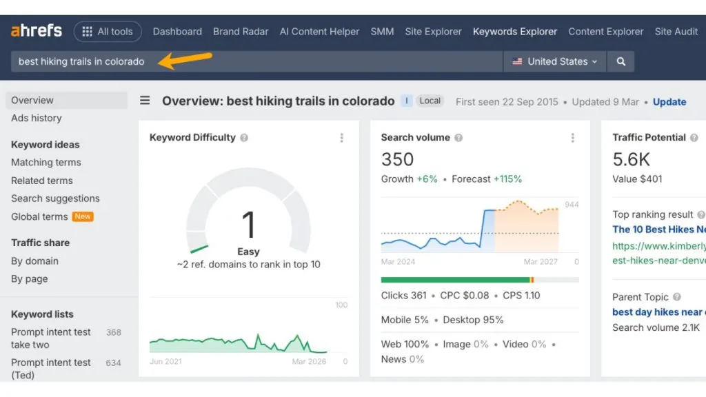 Web Guide search intent