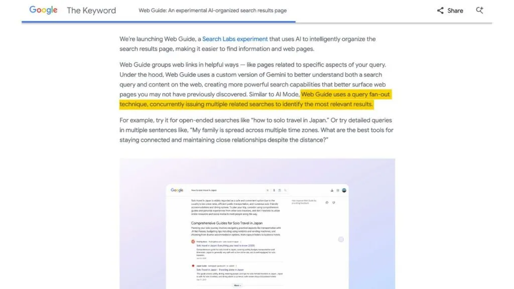 Google Web Guide dựa vào query fan-out