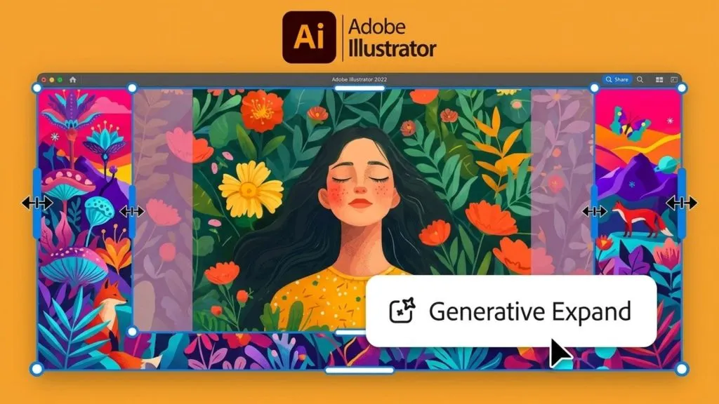 Tính năng Generative Expand mở rộng hình ảnh trên ứng dụng thiết kế Adobe Illustrator