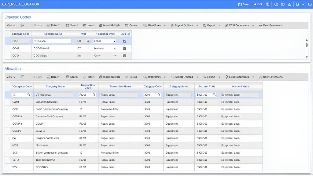 Giao diện phần mềm CMiC ERP
