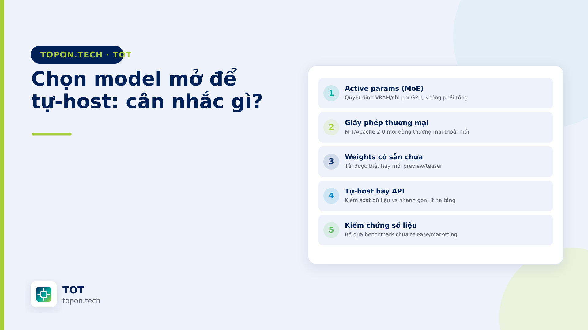 Tiêu chí chọn model AI mã nguồn mở để tự-host