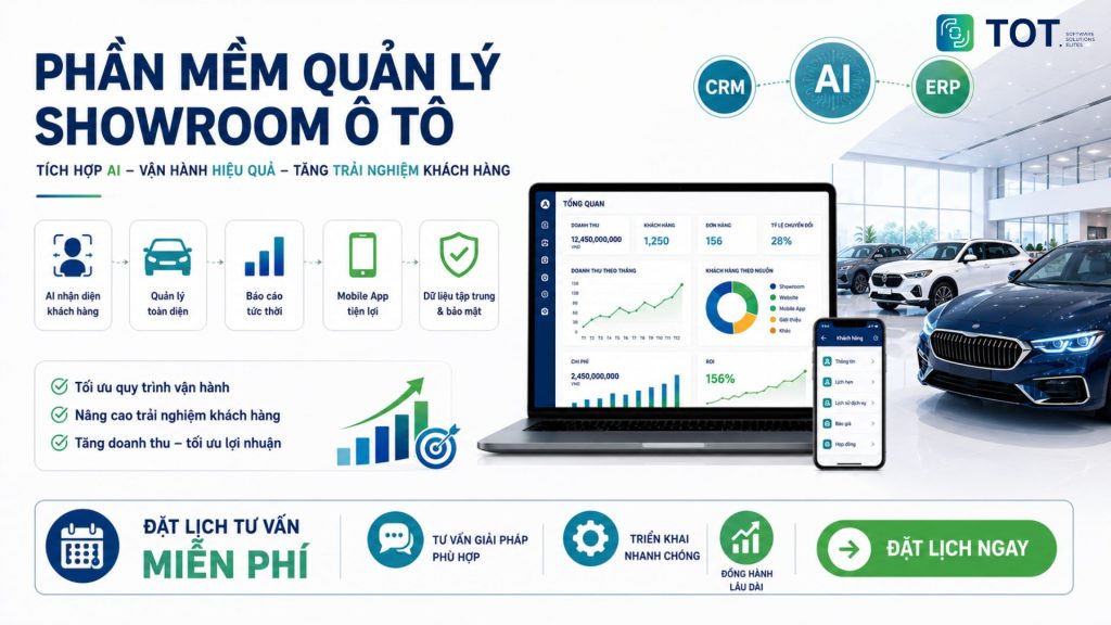 TOT giúp doanh nghiệp xây dựng phần mềm quản lý showroom ô tô tích hợp AI
