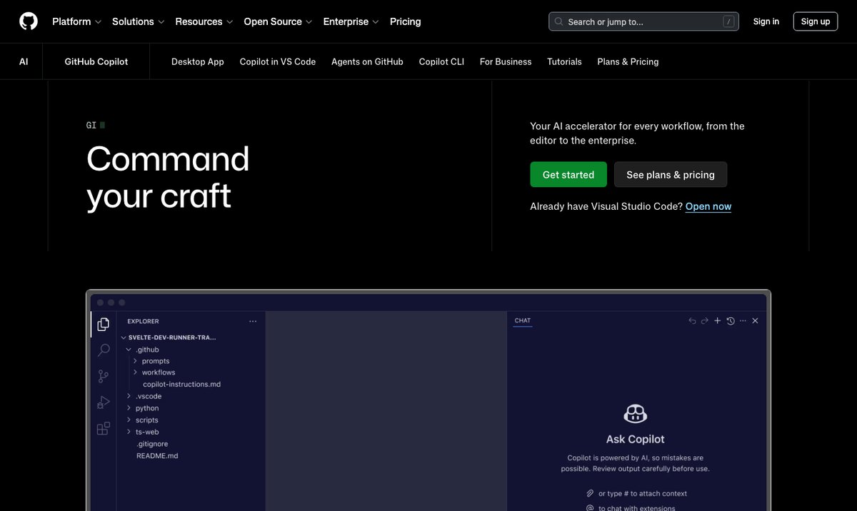 GitHub Copilot AI coding assistant interface