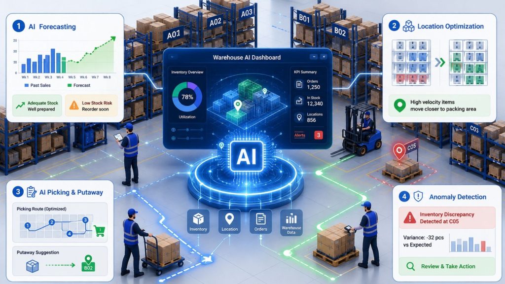 AI trong phần mềm quản lý kho theo vị trí