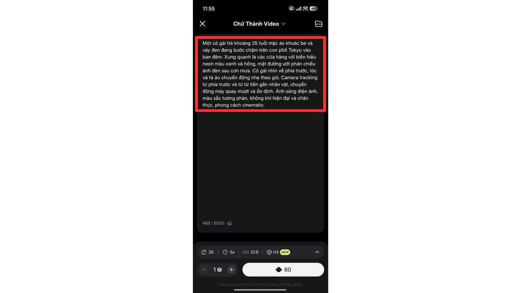 Nhập nội dung prompt trên Hailuo ai