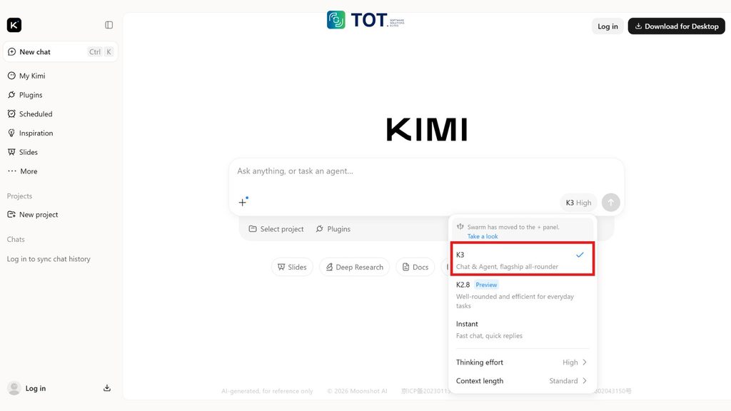 đăng nhập Kimi AI
