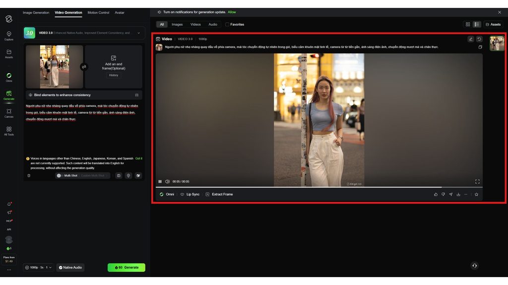 Editing a video with Kling AI