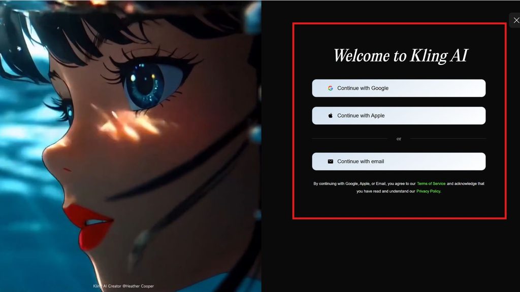 Kling AI login