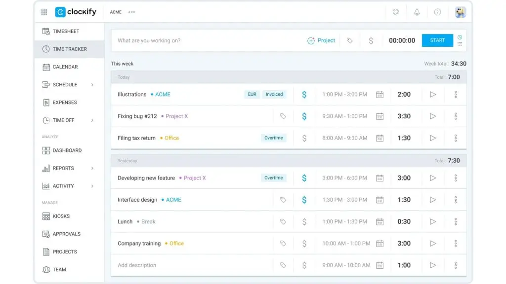 Clockify App quản lý thời gian free
